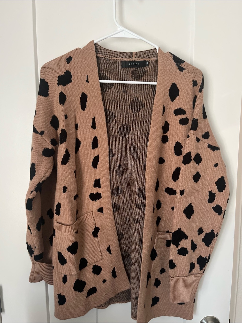 Women's Leopard Print Open Cardigan - Brown/Black